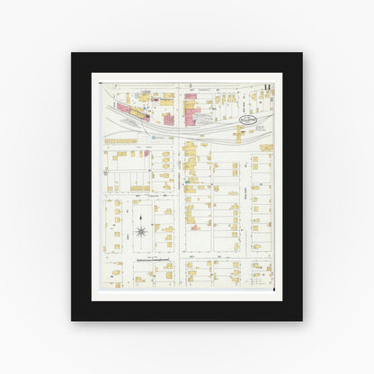 Old map wall art mockup — black gallery frame with white mat — Sanborn Fire Insurance Map from Wellston, Jackson County, Ohio (1904), Sheet #0011