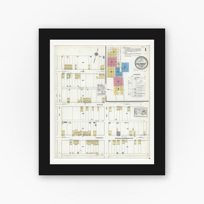 Old map wall art mockup — black gallery frame with white mat — Sanborn Fire Insurance Map from Kulpmont, Northumberland County, Pennsylvania (1920) - Complete Map Set