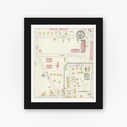 Old map wall art mockup — black gallery frame with white mat — Sanborn Fire Insurance Map from Ludlow, Hampden County, Massachusetts (1906) - Complete Map Set