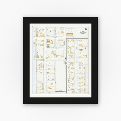 Old map wall art mockup — black gallery frame with white mat — Sanborn Fire Insurance Map from Marissa, Saint Clair County, Illinois (1906), Sheet #0005