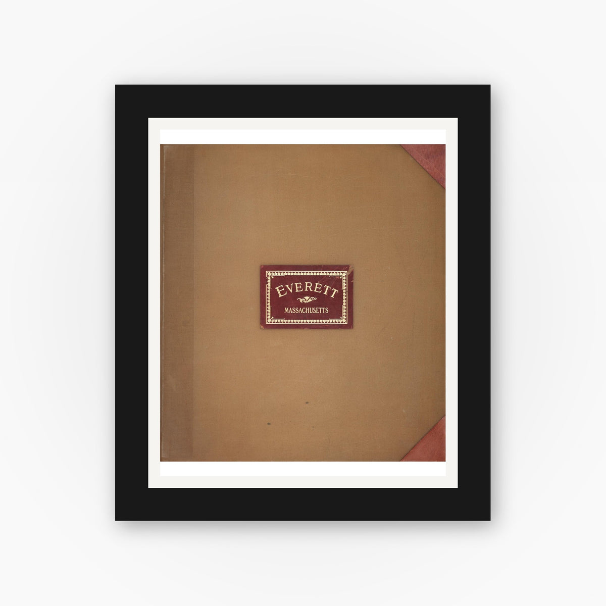 Old map wall art mockup — black gallery frame with white mat — Sanborn Fire Insurance Map from Everett, Middlesex County, Massachusetts (1950), Sheet #0001