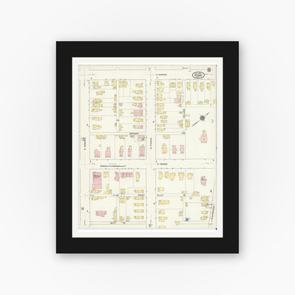 Old map wall art mockup — black gallery frame with white mat — Sanborn Fire Insurance Map from Rome, Oneida County, New York (1909), Sheet #0008