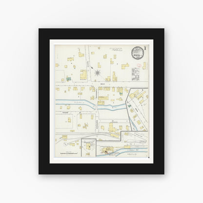 Old map wall art mockup — black gallery frame with white mat — Sanborn Fire Insurance Map from Hunter, Greene County, New York (1895) - Complete Map Set
