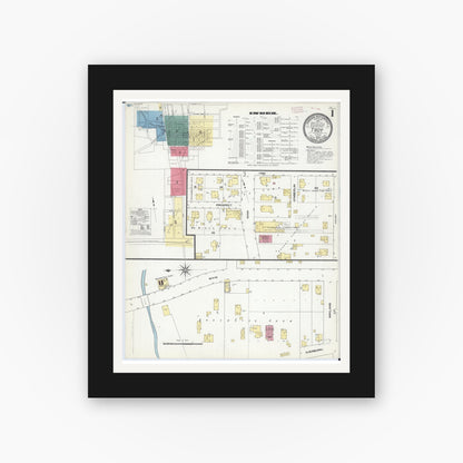 Old map wall art mockup — black gallery frame with white mat — Sanborn Fire Insurance Map from Troy, Madison County, Illinois (1909) - Complete Map Set