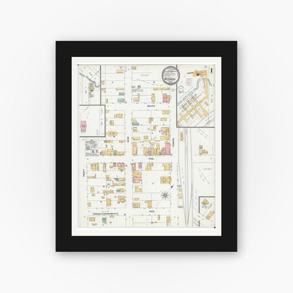 Old map wall art mockup — black gallery frame with white mat — Sanborn Fire Insurance Map from Wittenberg, Shawano County, Wisconsin (1901) - Complete Map Set