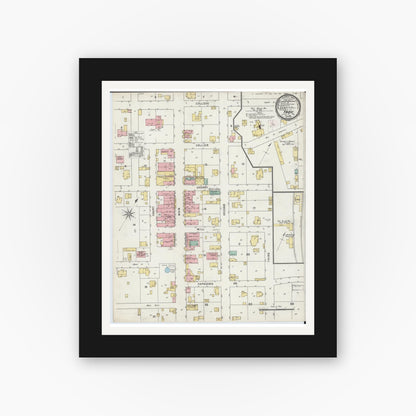 Old map wall art mockup — black gallery frame with white mat — Sanborn Fire Insurance Map from Troy, Lincoln County, Missouri (1895), Sheet #0001