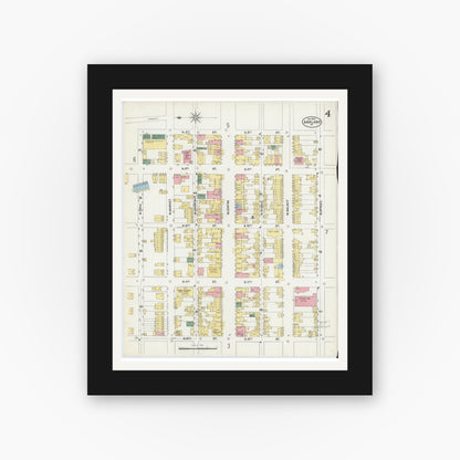 Old map wall art mockup — black gallery frame with white mat — Sanborn Fire Insurance Map from Ashland, Schuylkill County, Pennsylvania (1902), Sheet #0004