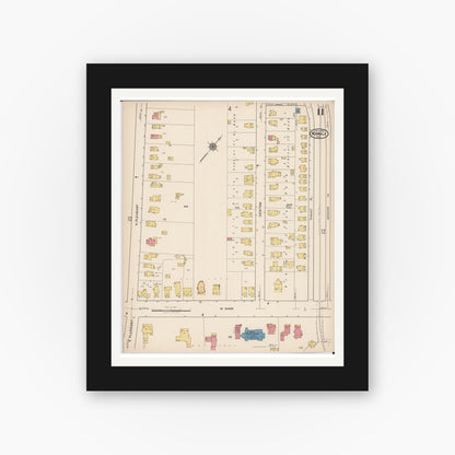 Old map wall art mockup — black gallery frame with white mat — Sanborn Fire Insurance Map from Norwalk, Huron County, Ohio (1922), Sheet #0011