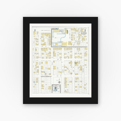 Old map wall art mockup — black gallery frame with white mat — Sanborn Fire Insurance Map from Lakeside, Ottawa County, Ohio (1927), Sheet #0002