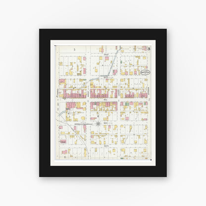 Old map wall art mockup — black gallery frame with white mat — Sanborn Fire Insurance Map from Mascoutah, Saint Clair County, Illinois (1900), Sheet #0003