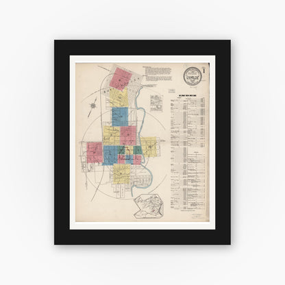 Old map wall art mockup — black gallery frame with white mat — Sanborn Fire Insurance Map from Uvalde, Uvalde County, Texas (1922) - Complete Map Set