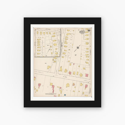 Old map wall art mockup — black gallery frame with white mat — Sanborn Fire Insurance Map from Norwalk, Huron County, Ohio (1922), Sheet #0010