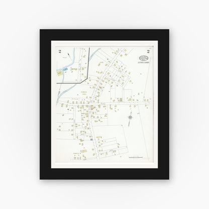 Old map wall art mockup — black gallery frame with white mat — Sanborn Fire Insurance Map from Seekonk, Bristol County, Massachusetts (1930), Sheet #0002