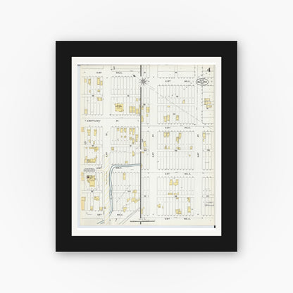 Old map wall art mockup — black gallery frame with white mat — Sanborn Fire Insurance Map from Ashland, Ashland County, Wisconsin (1901), Sheet #0004