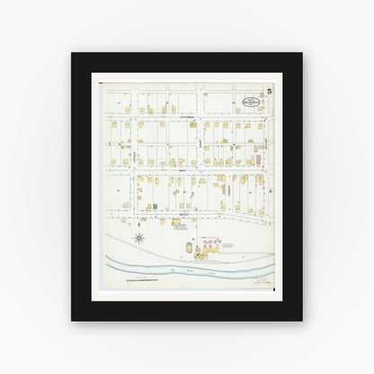 Old map wall art mockup — black gallery frame with white mat — Sanborn Fire Insurance Map from Salineville, Columbiana County, Ohio (1902), Sheet #0005