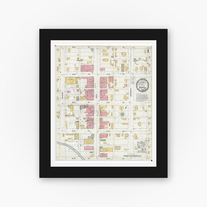 Old map wall art mockup — black gallery frame with white mat — Sanborn Fire Insurance Map from Mound City, Holt County, Missouri (1900) - Complete Map Set