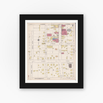 Old map wall art mockup — black gallery frame with white mat — Sanborn Fire Insurance Map from Viroqua, Vernon County, Wisconsin (1922), Sheet #0004