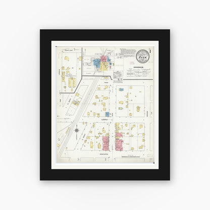 Old map wall art mockup — black gallery frame with white mat — Sanborn Fire Insurance Map from Avon, Fulton County, Illinois (1912) - Complete Map Set