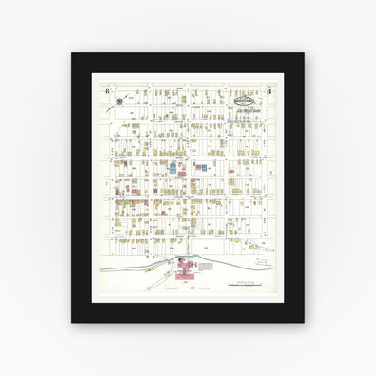 Old map wall art mockup — black gallery frame with white mat — Sanborn Fire Insurance Map from Mauch Chunk, Carbon County, Pennsylvania (1923), Sheet #0008
