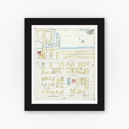 Old map wall art mockup — black gallery frame with white mat — Sanborn Fire Insurance Map from Alpena, Alpena County, Michigan (1895), Sheet #0019