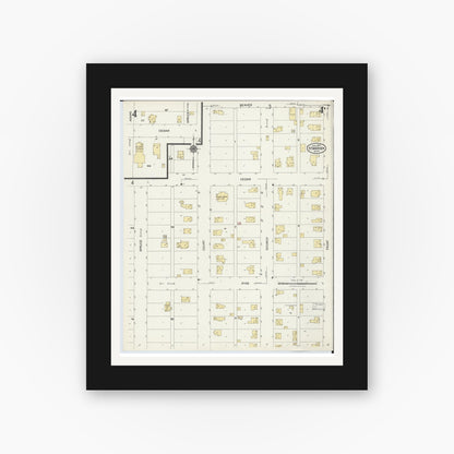 Old map wall art mockup — black gallery frame with white mat — Sanborn Fire Insurance Map from Standish, Arenac County, Michigan (1924), Sheet #0004