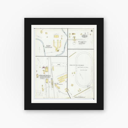 Old map wall art mockup — black gallery frame with white mat — Sanborn Fire Insurance Map from Sebewaing, Huron County, Michigan (1901), Sheet #0006