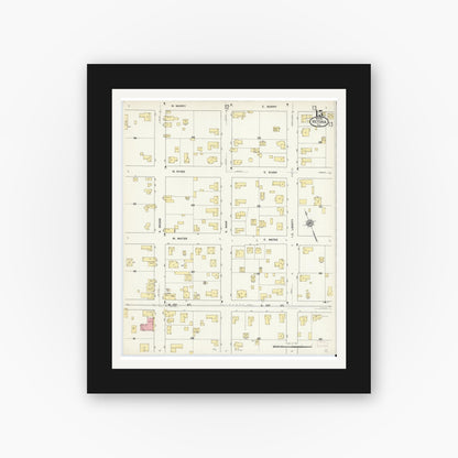 Old map wall art mockup — black gallery frame with white mat — Sanborn Fire Insurance Map from Victoria, Victoria County, Texas (1912), Sheet #0015