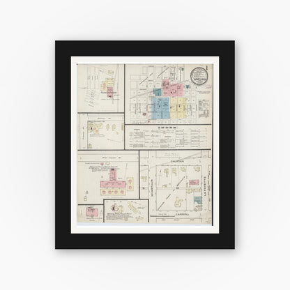 Old map wall art mockup — black gallery frame with white mat — Sanborn Fire Insurance Map from Macomb, Mcdonough County, Illinois (1886) - Complete Map Set