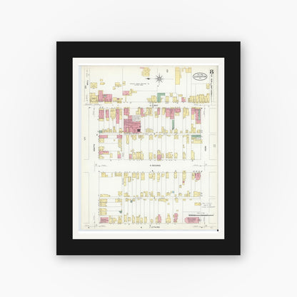 Old map wall art mockup — black gallery frame with white mat — Sanborn Fire Insurance Map from Lehighton, Carbon County, Pennsylvania (1908), Sheet #0008