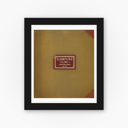 Old map wall art mockup — black gallery frame with white mat — Sanborn Fire Insurance Map from Elizabeth, Union County, New Jersey (1950), Sheet #0001