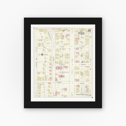 Old map wall art mockup — black gallery frame with white mat — Sanborn Fire Insurance Map from Mount Vernon, Knox County, Ohio (1913), Sheet #0013