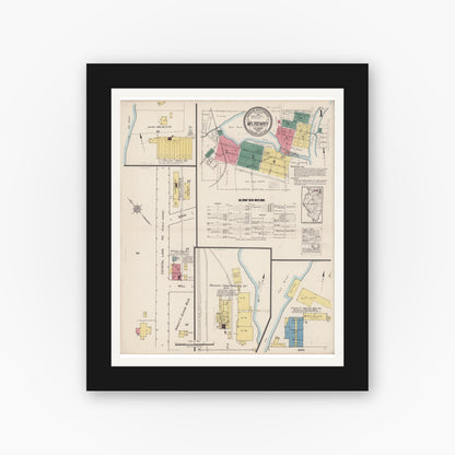 Old map wall art mockup — black gallery frame with white mat — Sanborn Fire Insurance Map from McHenry, McHenry County, Illinois (1922) - Complete Map Set