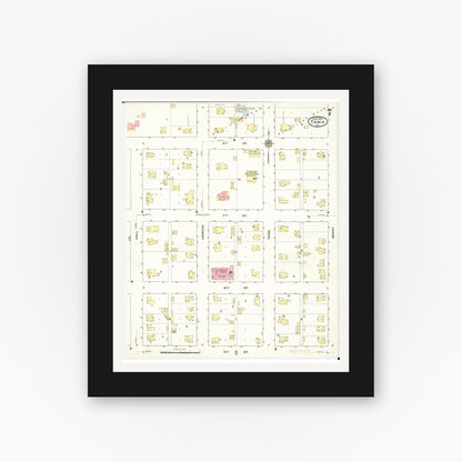Old map wall art mockup — black gallery frame with white mat — Sanborn Fire Insurance Map from Tama, Tama County, Iowa (1915), Sheet #0007