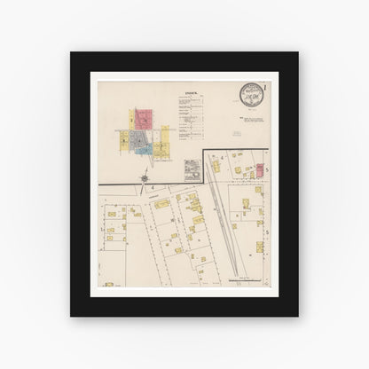 Old map wall art mockup — black gallery frame with white mat — Sanborn Fire Insurance Map from Live Oak, Sutter County, California (1921) - Complete Map Set