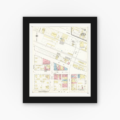 Old map wall art mockup — black gallery frame with white mat — Sanborn Fire Insurance Map from Odebolt, Sac County, Iowa (1915), Sheet #0002