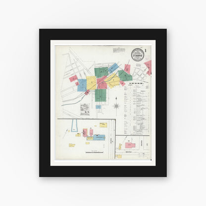 Old map wall art mockup — black gallery frame with white mat — Sanborn Fire Insurance Map from Saint Marys, Elk County, Pennsylvania (1904) - Complete Map Set