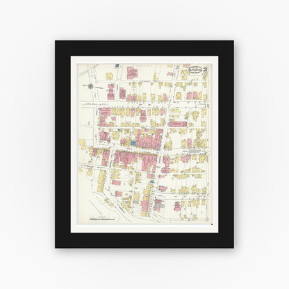 Old map wall art mockup — black gallery frame with white mat — Sanborn Fire Insurance Map from Slatington, Lehigh County, Pennsylvania (1913), Sheet #0003