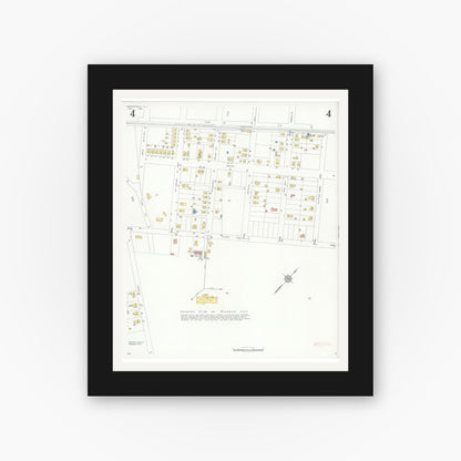 Old map wall art mockup — black gallery frame with white mat — Sanborn Fire Insurance Map from Northfield, Atlantic County, New Jersey (1933), Sheet #0004