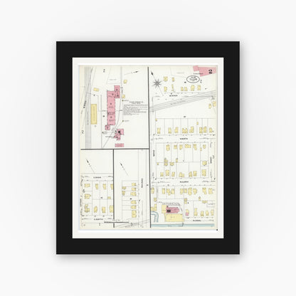 Old map wall art mockup — black gallery frame with white mat — Sanborn Fire Insurance Map from Ilion, Herkimer County, New York (1907) - Complete Map Set