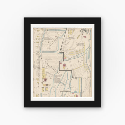 Old map wall art mockup — black gallery frame with white mat — Sanborn Fire Insurance Map from Marinette, Marinette County, Wisconsin (1921), Sheet #0035