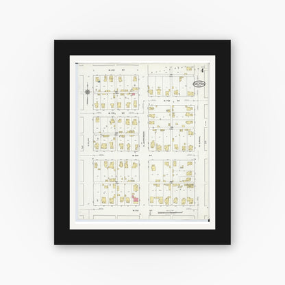 Old map wall art mockup — black gallery frame with white mat — Sanborn Fire Insurance Map from Delphos, Van Wert And Allen Counties, Ohio (1921), Sheet #0004