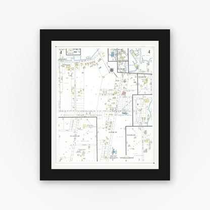 Old map wall art mockup — black gallery frame with white mat — Sanborn Fire Insurance Map from Put-in-bay, Ottawa County, Ohio (1950), Sheet #0004