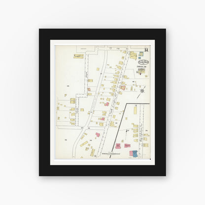 Old map wall art mockup — black gallery frame with white mat — Sanborn Fire Insurance Map from Selins Grove, Snyder County, Pennsylvania (1921), Sheet #0014
