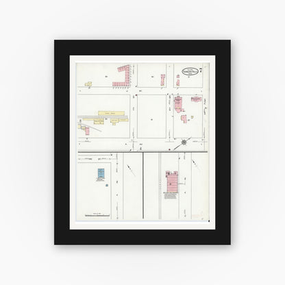 Old map wall art mockup — black gallery frame with white mat — Sanborn Fire Insurance Map from Turners Falls, Franklin County, Massachusetts (1914), Sheet #0007