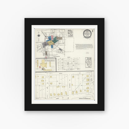 Old map wall art mockup — black gallery frame with white mat — Sanborn Fire Insurance Map from West Chicago, Du Page County, Illinois (1923) - Complete Map Set