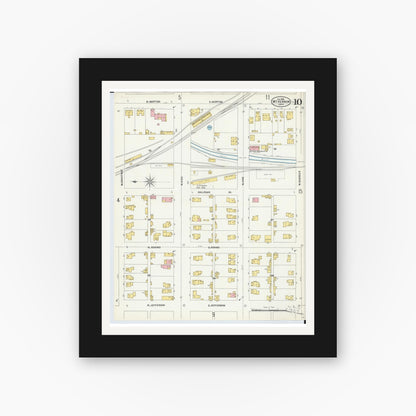 Old map wall art mockup — black gallery frame with white mat — Sanborn Fire Insurance Map from Mount Vernon, Knox County, Ohio (1903), Sheet #0010