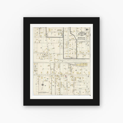 Old map wall art mockup — black gallery frame with white mat — Sanborn Fire Insurance Map from Saint Augustine, Saint John's County, Florida (1917), Sheet #0018