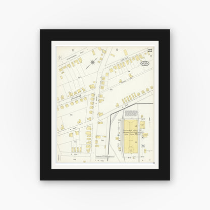 Old map wall art mockup — black gallery frame with white mat — Sanborn Fire Insurance Map from Wilson, Wilson County, North Carolina (1913), Sheet #0022