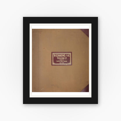 Old map wall art mockup — black gallery frame with white mat — Sanborn Fire Insurance Map from Richmond, Independent Cities, Virginia (1950), Sheet #0001