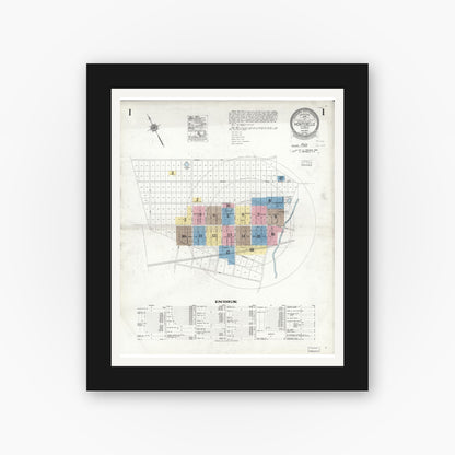 Old map wall art mockup — black gallery frame with white mat — Sanborn Fire Insurance Map from Montebello, Los Angeles County, California (1925) - Complete Map Set